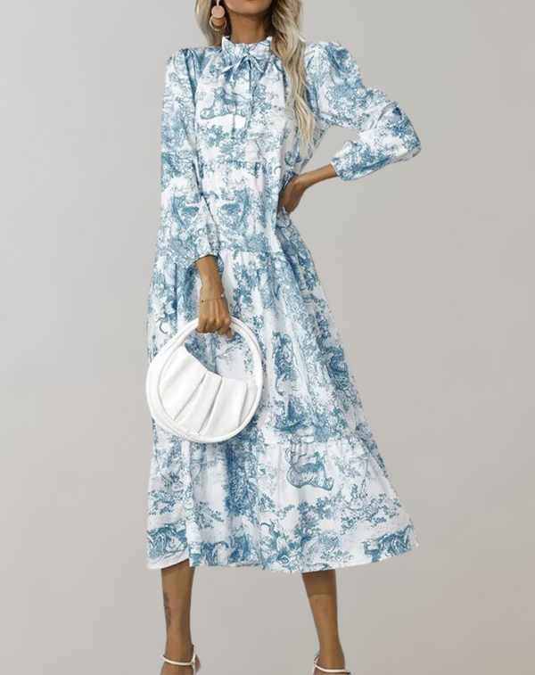 Neue Langarm Frauen Midi-Kleid