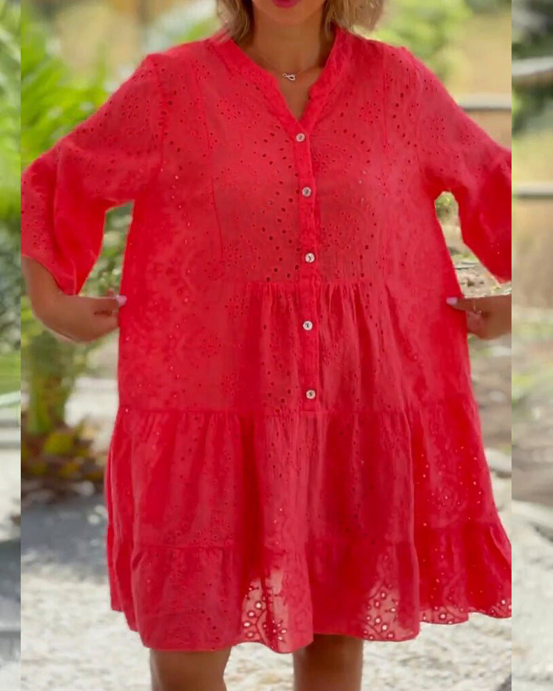 Elegantes - A-Linien-Kleid mit Knopfleiste vorne für Damen | Kleid im sommerlich luftigen Look für dich