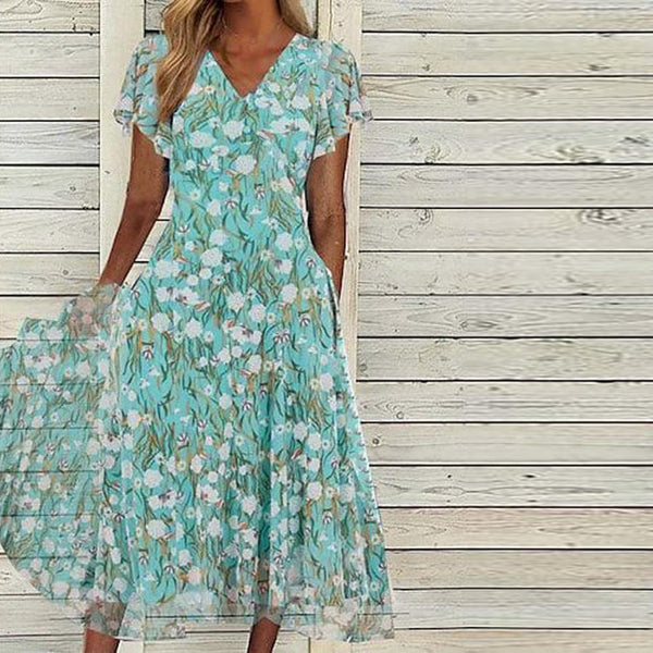 Minna - Grünes Midikleid mit Seitentaschen