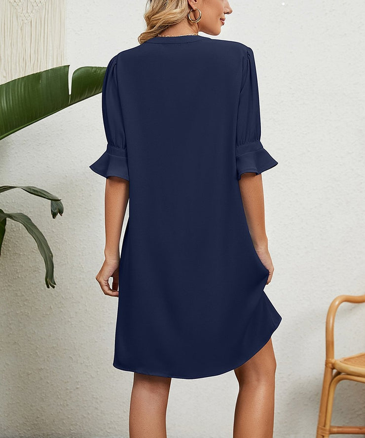 Ida - Einzigartiges monochromes Minikleid mit halben Ärmeln