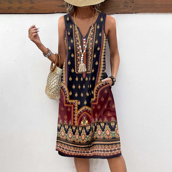 Elegantes Boho Kleid | Luftiges Boho-Sommerkleid mit V-Ausschnitt für dich