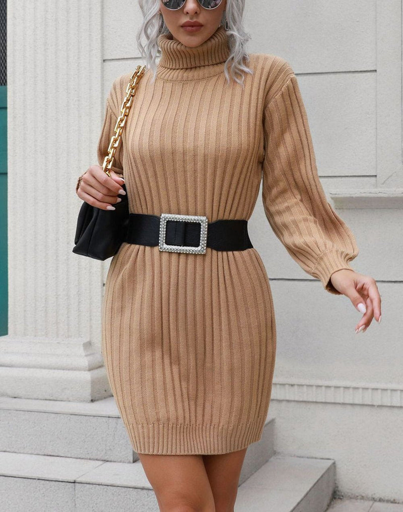 Elegantes Warmes Herbst Mini Kleid für Frauen