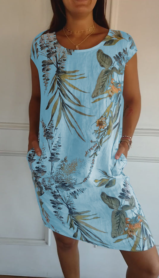 Rundhalsausschnitt – stilvolles und bequemes Kleid mit Aufdruck