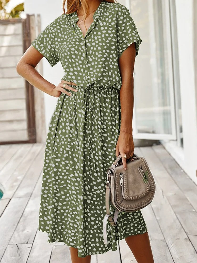 Bequemes Casual Kleid | Gepunktetes kurzärmeliges Sommerkleid für dich