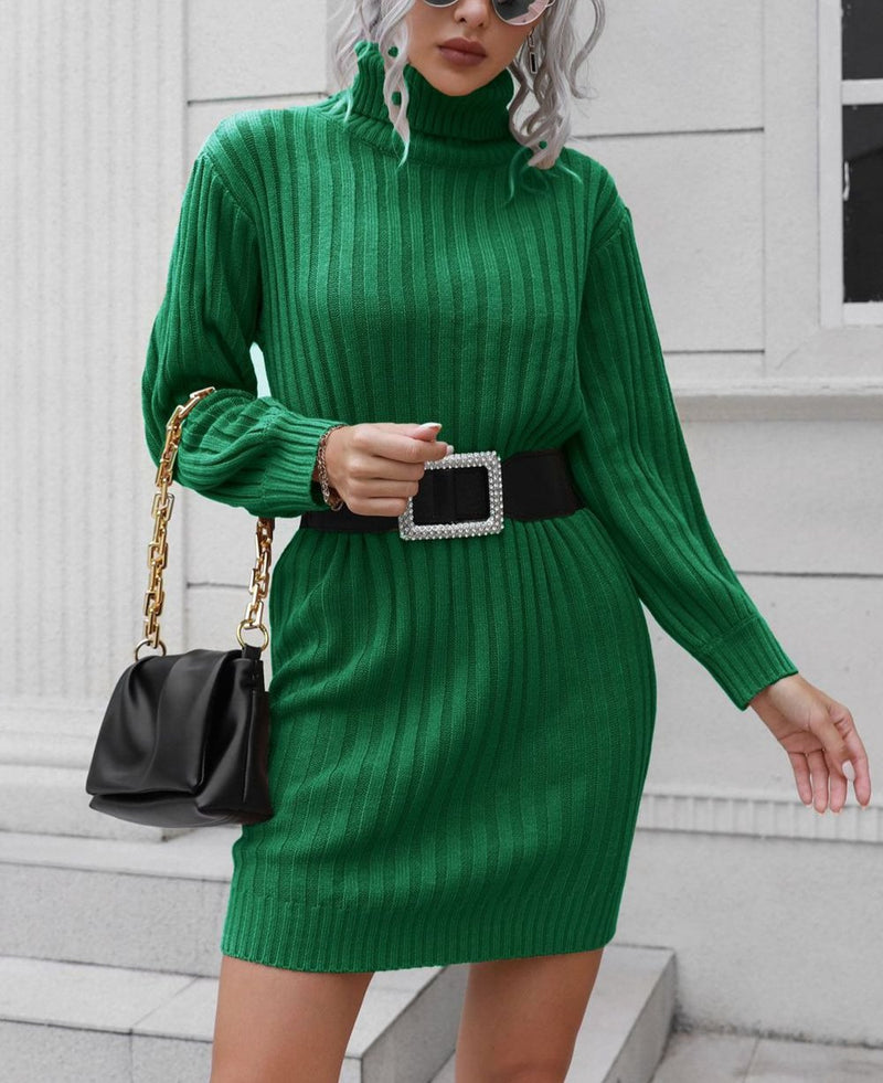 Elegantes Warmes Herbst Mini Kleid für Frauen