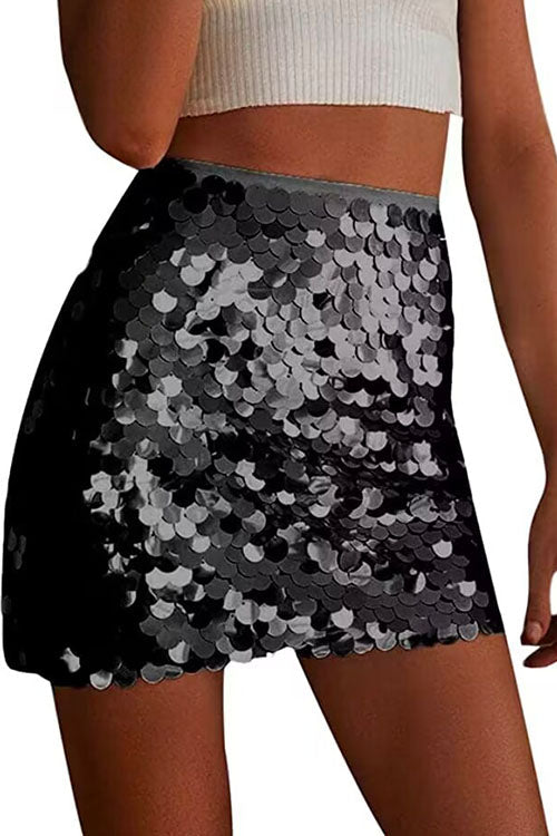 Eleganter Heidi -Rosiedress Pailletten Minirock