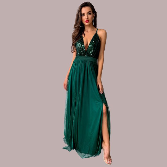Elegantes Rückenfreies Kleid mit Pailletten