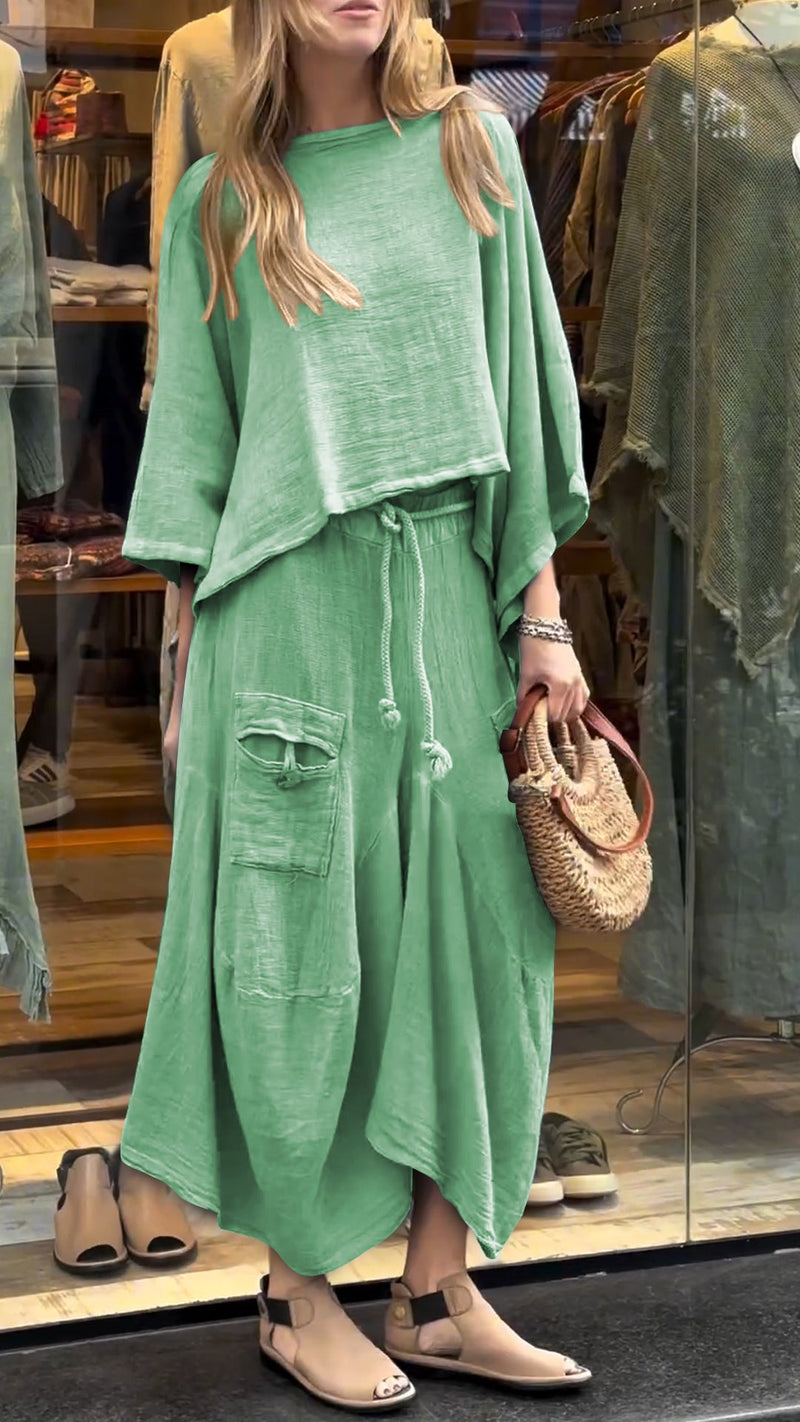 Damen Rundhals Freizeitkleid – Komfort und Stil aus Baumwolle und