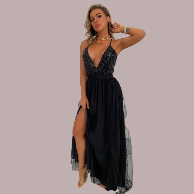 Elegantes Rückenfreies Kleid mit Pailletten