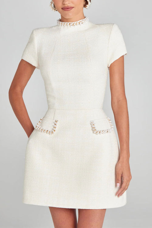 Elegantes Heidi -Rosiedress Tailliertes Tweed Mini-Kleid