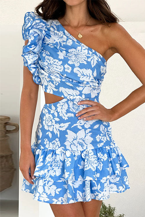 Elegantes Heidi -Rosiedress Ein Schulter Cut Out Kleid