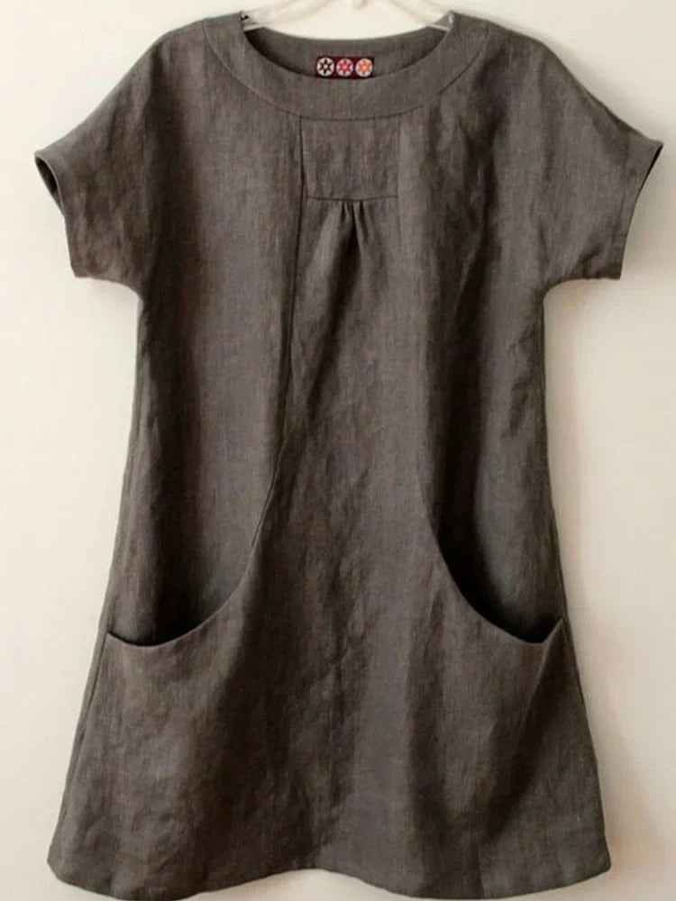 Eleanor - Klassisches kurzärmeliges kleid mit Taschen