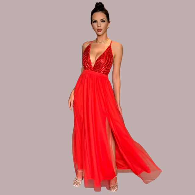 Elegantes Rückenfreies Kleid mit Pailletten