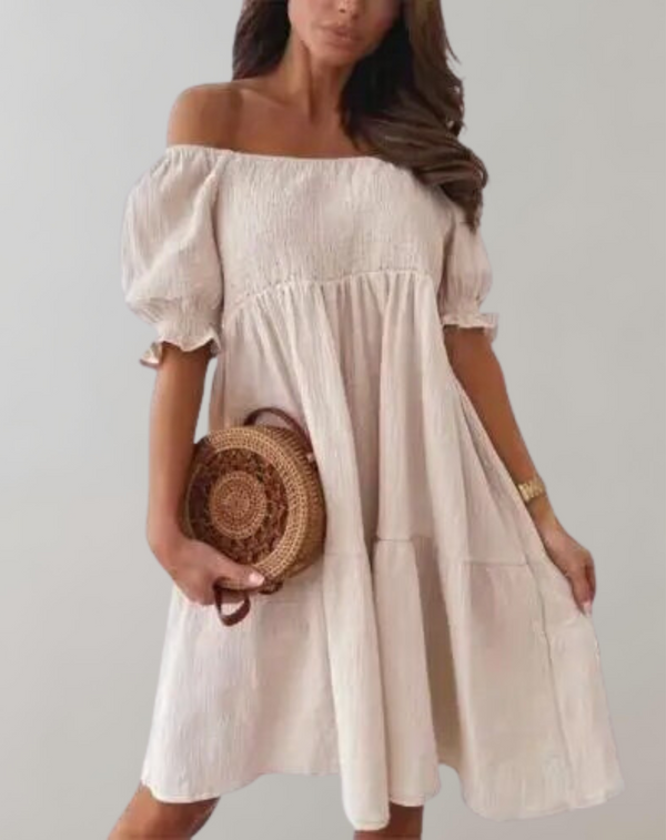 Weiches - Lady Slash Neck Weiß Strandkleid für dich