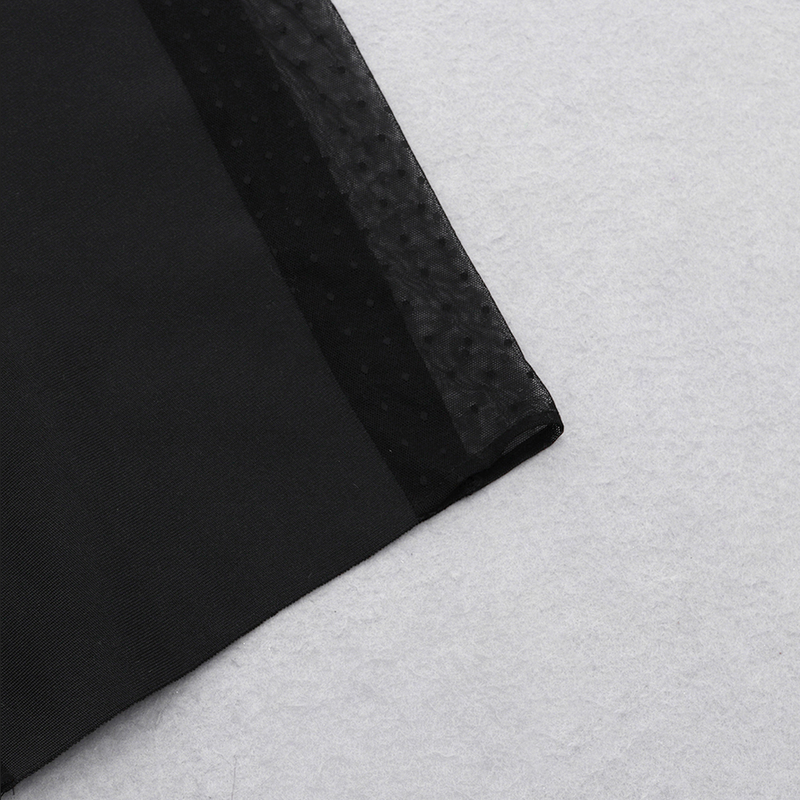 MIRAGE Transparentes Bandage-Midikleid mit Spitzendetail | Schwarz