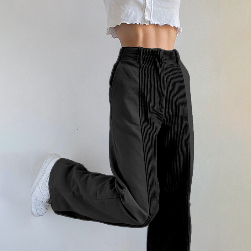 Trendige, hoch taillierte Damen-Cordhose mit weitem Bein