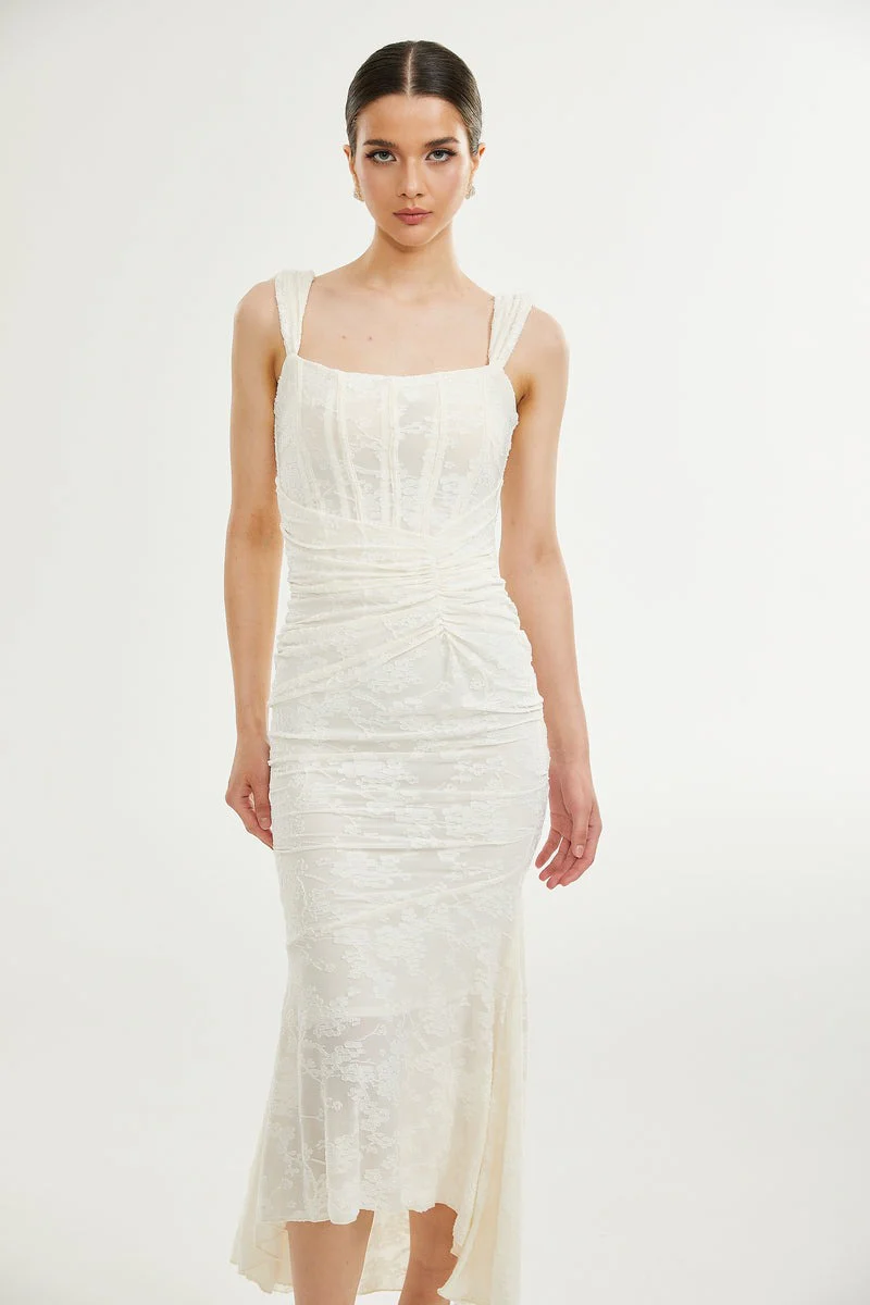 Elegantes Blumiges Korsett Maxi Kleid