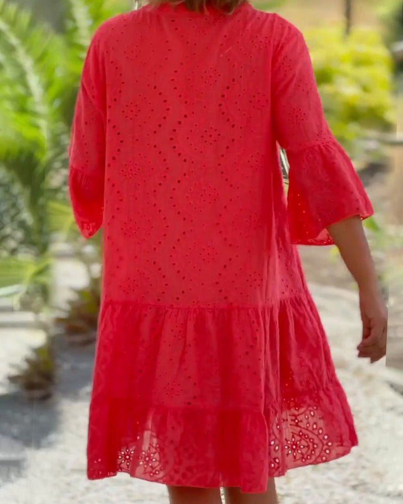 Elegantes - A-Linien-Kleid mit Knopfleiste vorne für Damen | Kleid im sommerlich luftigen Look für dich