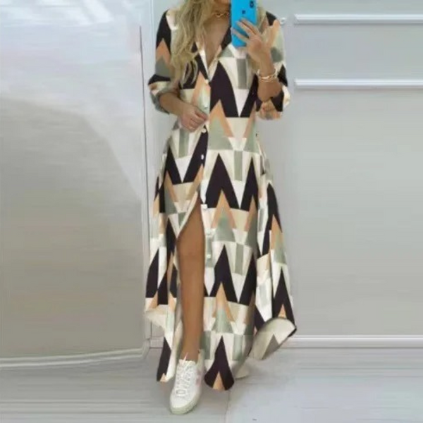 Leichtes - schmales, bequemes Hemdblusenkleid mit Papierdruck für dich