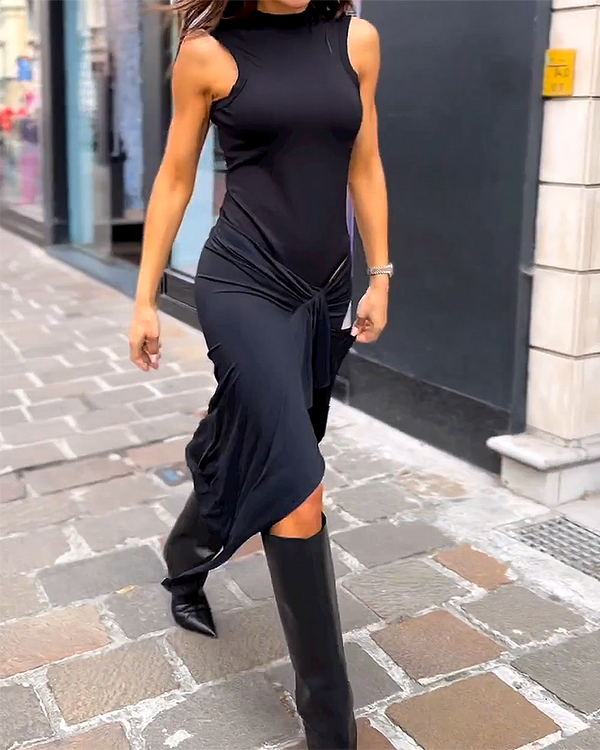 Elegantes Plissiertes Ãrmelloses Maxikleid für Dich