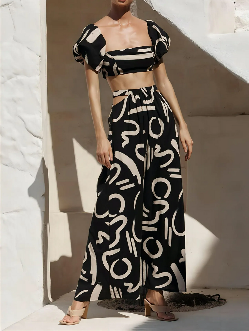 Elegantes Schulterfreies Crop-Top und Maxirock Set
