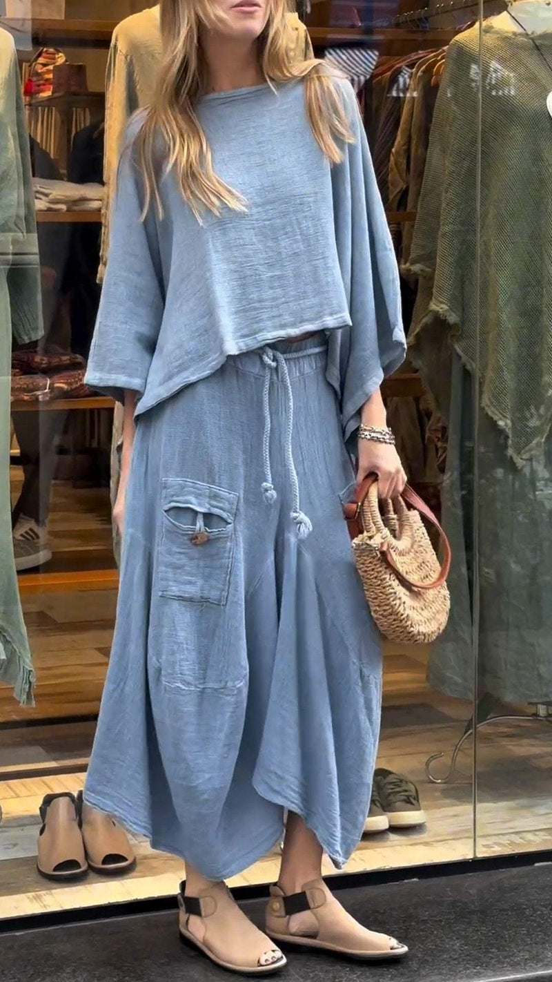 Damen Rundhals Freizeitkleid – Komfort und Stil aus Baumwolle und