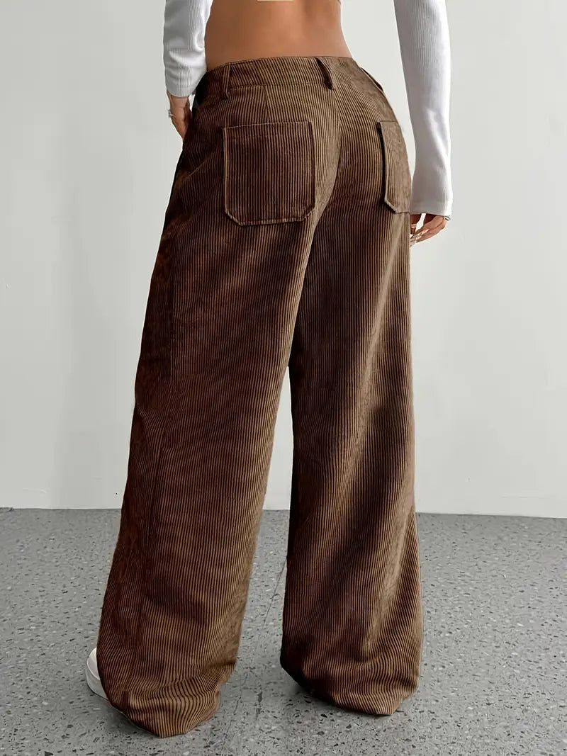 Hoch taillierte Damen-Cordhose mit weitem Bein
