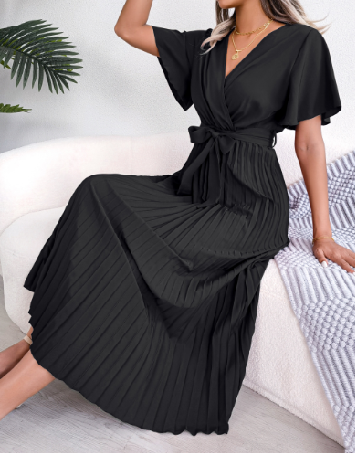Lorelei - Ärmelloses Kleid mit Falten und Schärpe In Grün