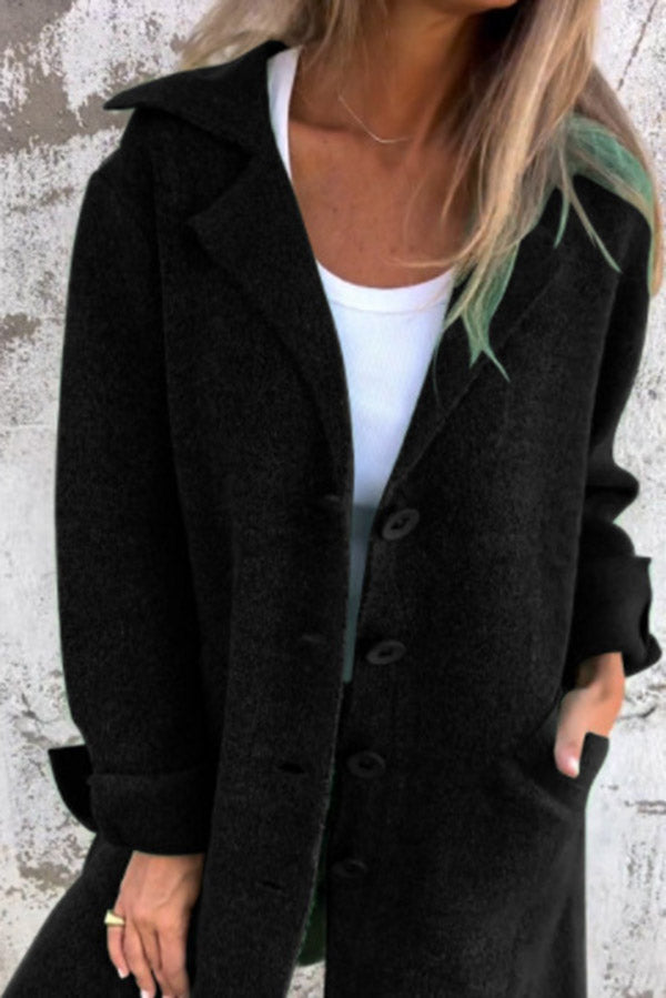 Klassische Herbst Midi Jacke mit Taschen für Frauen