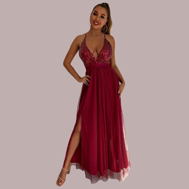 Elegantes Rückenfreies Kleid mit Pailletten
