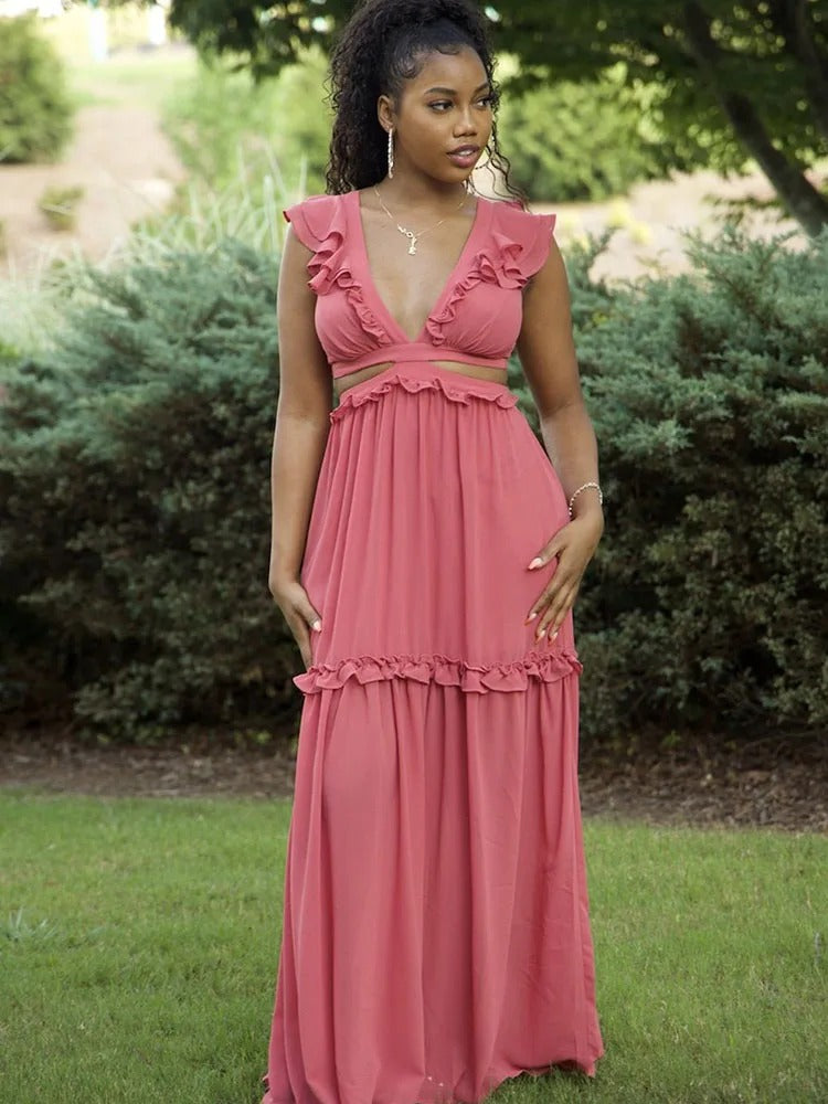 Elegantes Rackenfreies Spitzen-Maxikleid für besondere Anlässe