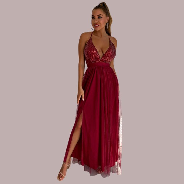 Elegantes Rückenfreies Kleid mit Pailletten