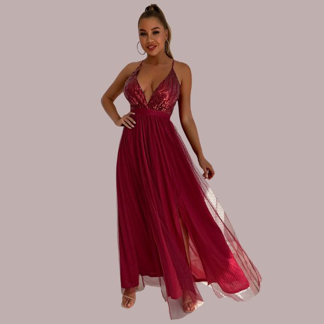 Elegantes Rückenfreies Kleid mit Pailletten