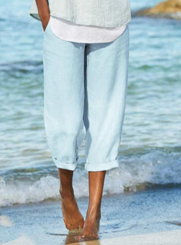 Bequeme und elegante Freizeithose aus Baumwolle und Leinen