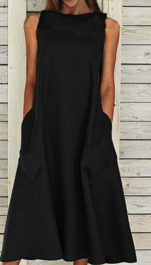 Brunhilde - Elegantes einfarbiges Baumwollkleid