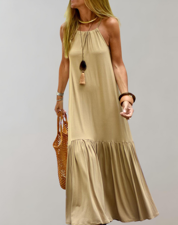 Elegantes Sommerkleid mit breitem Saum und Strapsen