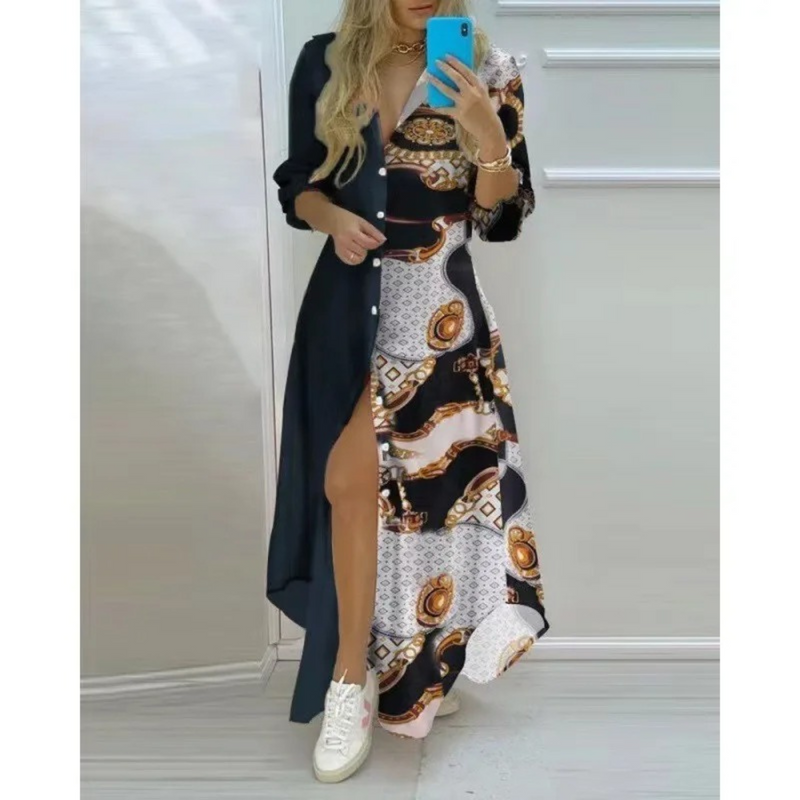 Leichtes - schmales, bequemes Hemdblusenkleid mit Papierdruck für dich