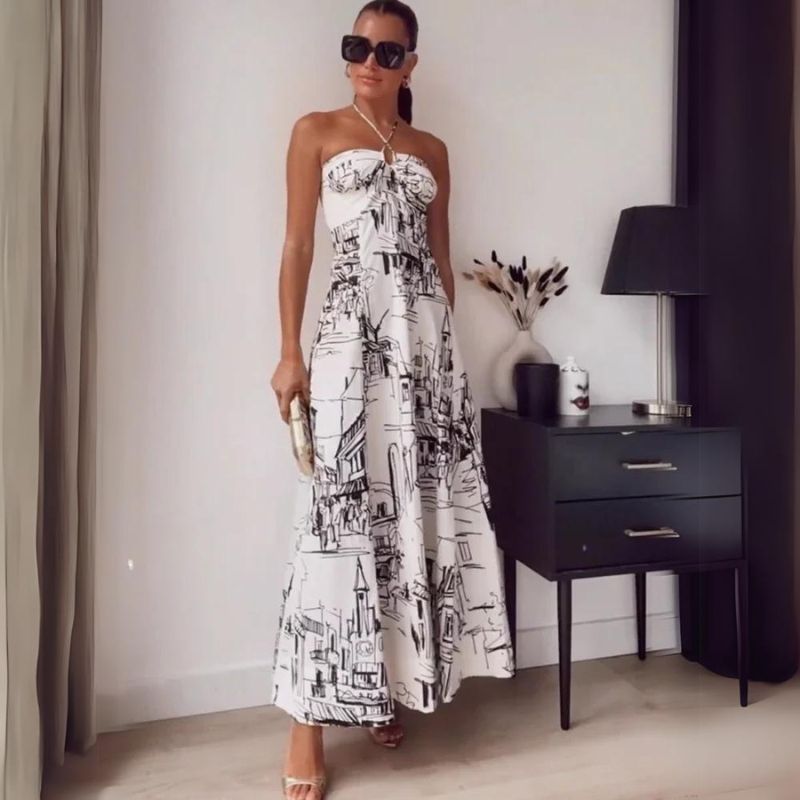 Elegantes Maxikleid mit schönem Stadtdruck