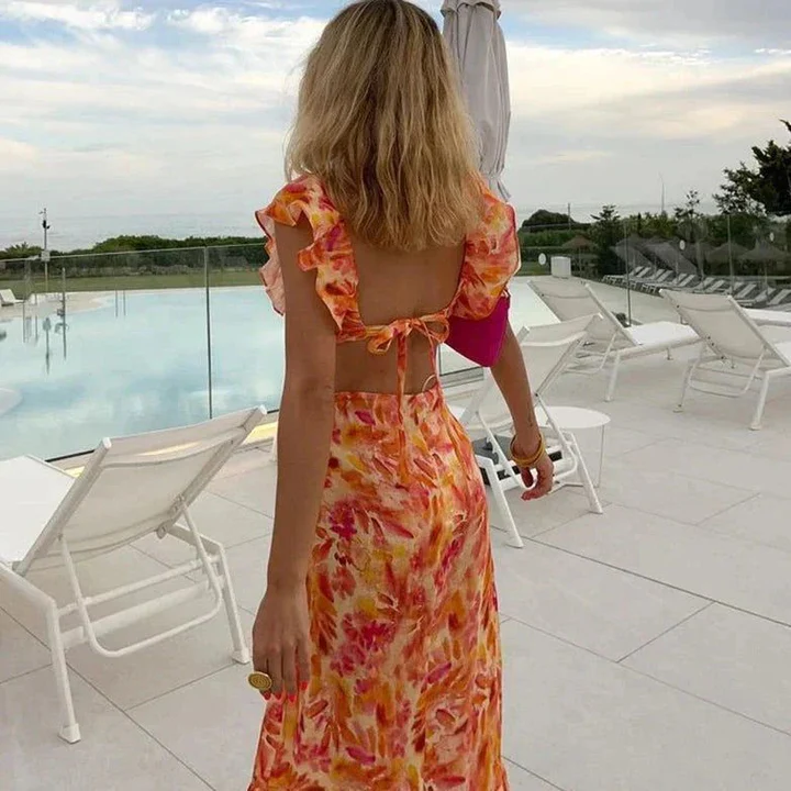 Elegantes Maxikleid mit Schmetterlings Armeln