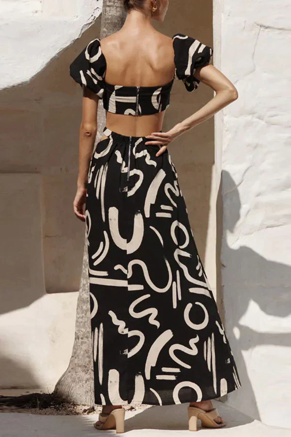 Elegantes Schulterfreies Crop-Top und Maxirock Set