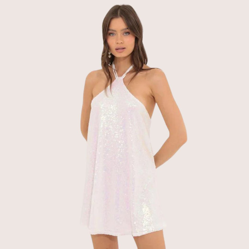 Elegantes Heidi -Pailletten-Minikleid mit Neckholder
