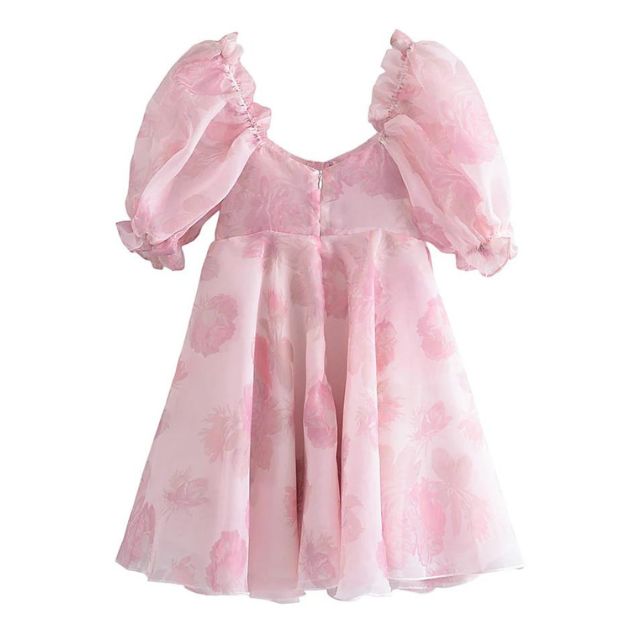 Heidi - Elegantes Kleid mit Blumenmuster und Puffärmeln