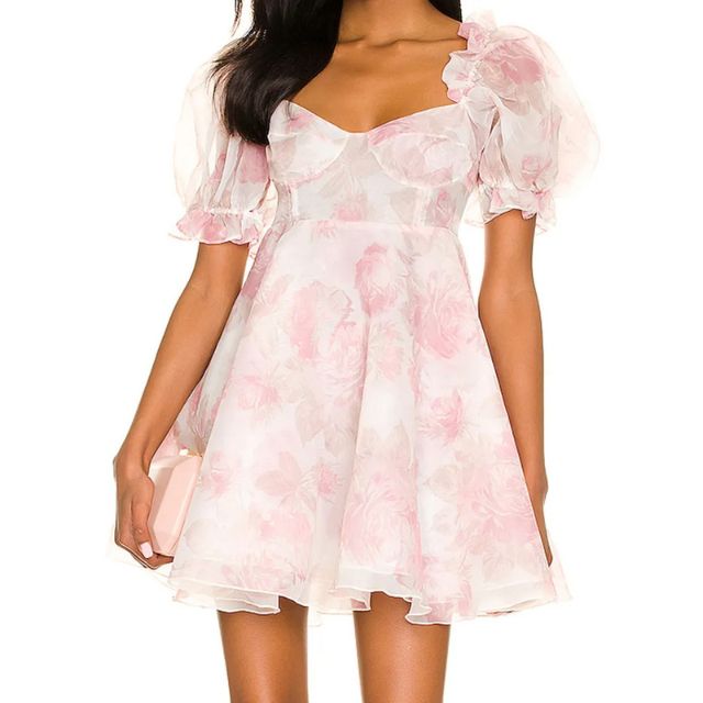 Heidi - Elegantes Kleid mit Blumenmuster und Puffärmeln