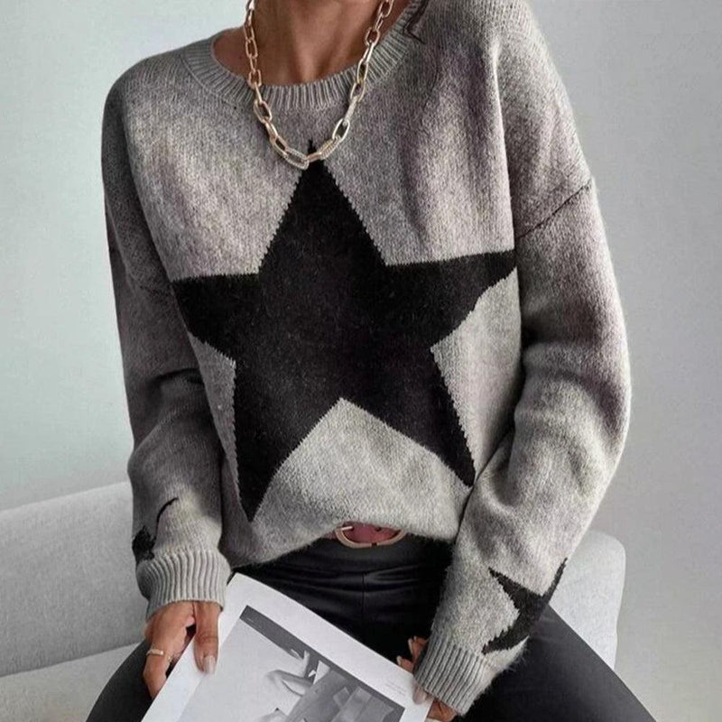 Sam – Grauer Star-Langarmpullover