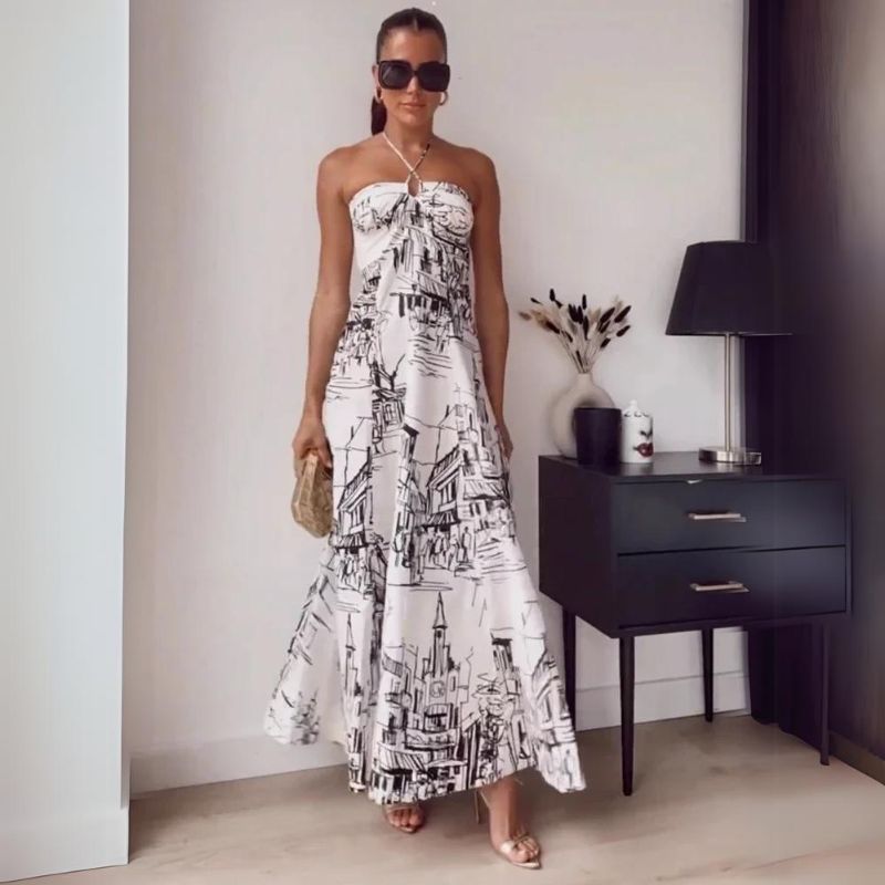 Elegantes Maxikleid mit schönem Stadtdruck