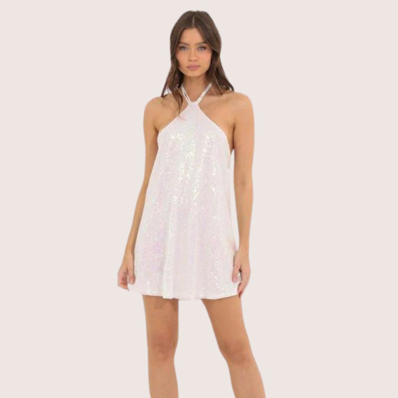 Elegantes Heidi -Pailletten-Minikleid mit Neckholder