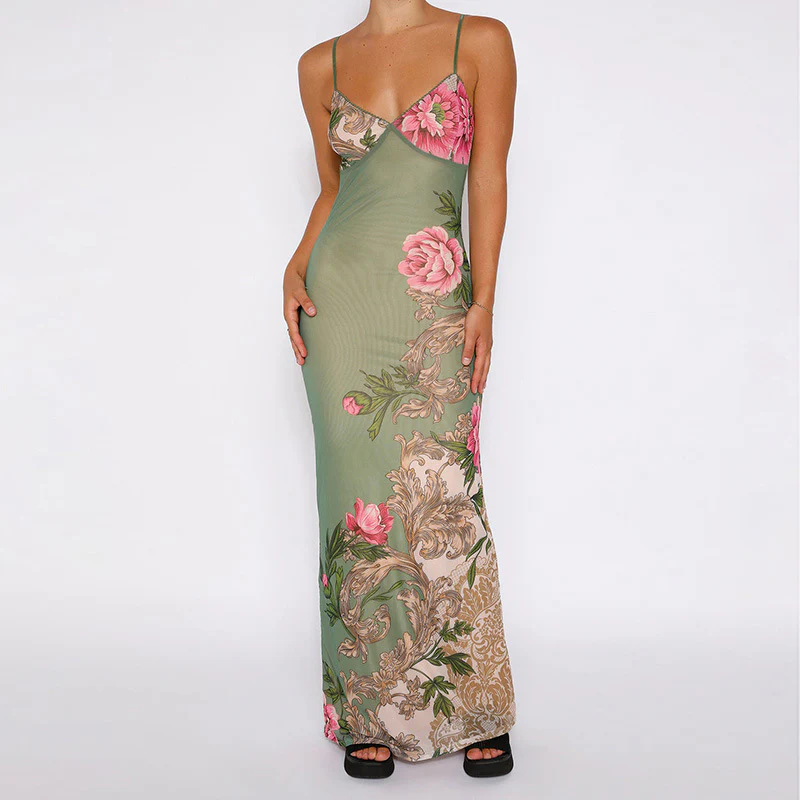 Wunderschönes Florales Maxikleid mit V-Ausschnitt