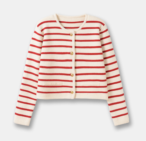 Elegante warme Strickjacke mit Streifen