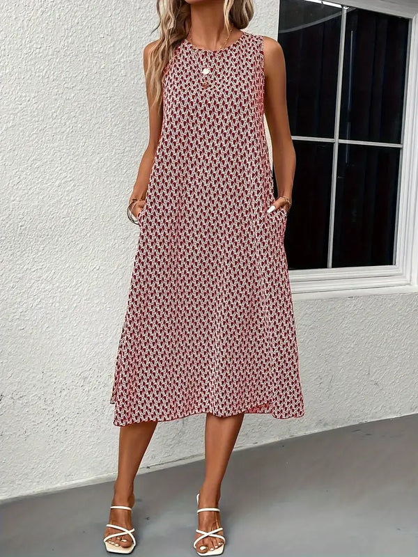 Elegantes | Lässiges Kleid Mit Alloverdruck Und Tasche - Modisch & Bequem für dich