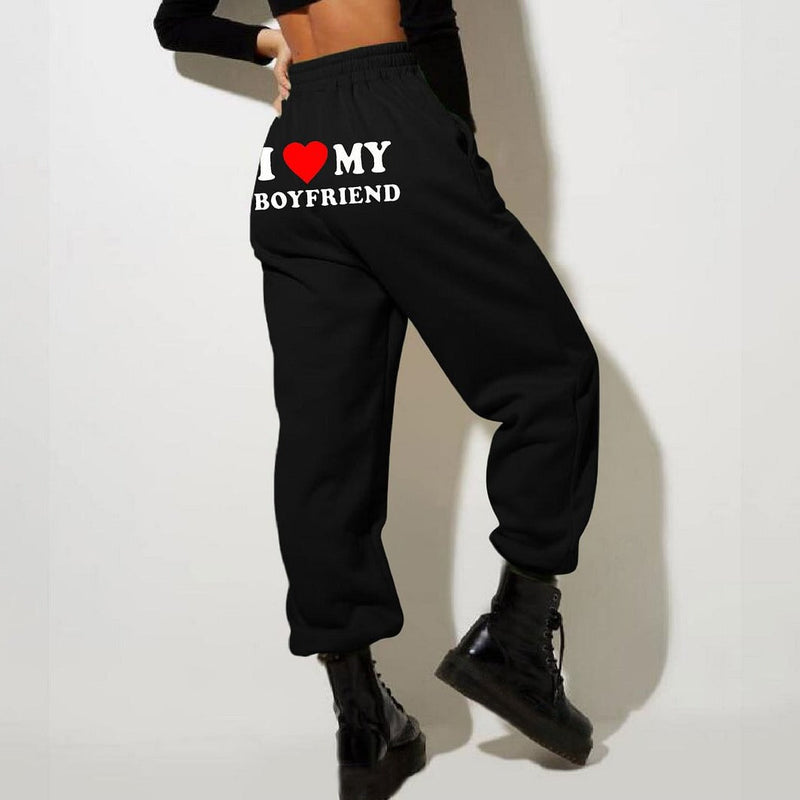 Damen-Jogginghosen mit Print und hoher Taille